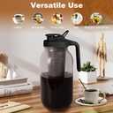 Cold Brew Coffee Maker,64 oz Mason Jar Pitcher with Stainless Steel Filter, Pour Spout Handle Lid, Heavy Duty Glass Airtight & Leak-Proof for Iced Coffee,Tea & Lemonade