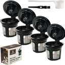 Reusable K Cup for Keurig, Black BPA Free Refillable K-Cup Pod Coffee Filters, Universal Fit Refillable Filters for Keurig 1.0 and 2.0 Coffee Maker (Black- 4 Park)