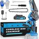 Aokia Electric Cordless Mini Chainsaw,20V Chainsaw Handheld & Portable Power Chain Saw for Tree Trimming Pruning Garden & Yard Work Battery Chain Saw Gifts for Men Women Dad Blue