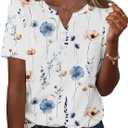 Zeagoo Womens Summer Tops Casual Short Sleeve V Neck Shirts Business Dressy Work Blouses (White, L)
