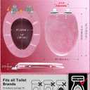 Angol Shiold ELONGATED Pink Toilet Seat Resin Glitter, Slow Close Heavy Duty Acrylic Toilet Seats for Standard Toilets, Easy Installation & Cleaning(19Inch, Pink Glitter, Upgraded hinges)