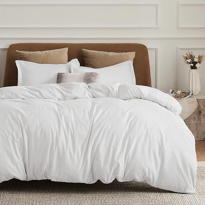 Bedsure Duvet Cover Queen Size - Soft Double Brushed Bedding Set for Kids & Adults, Zipper Closure, 3 Pieces, Includes 1 Duvet Cover (90"x90") & 2 Pillow Shams, NO Comforter, Linen