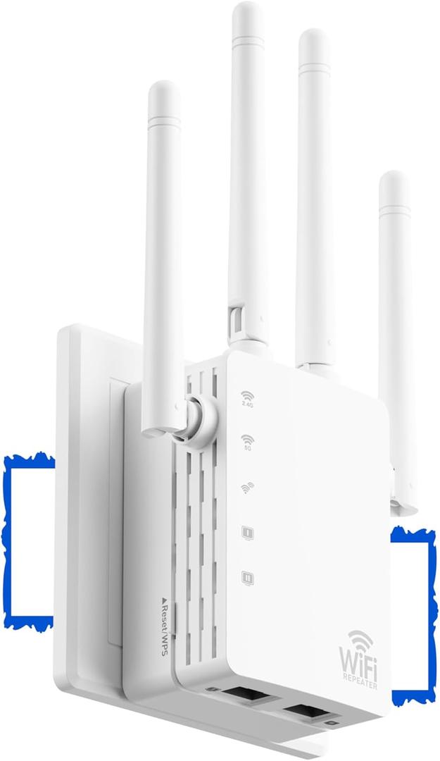 WiFi Extender Signal Booster,WiFi Extender Supports 150+ Devices, WiFi Repeater Dual Band 5GHz/2.4GHz, WiFi Booster Up to 13888 Sq.ft, EasyMesh Compatible, One Ethernet Port