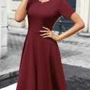 Women's Elegant Vintage Summer Casual Dresses 2026 Floral Print Work Party A-Line Dress with Pockets 262 (L)