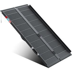 WHALEMOTOR Black Portable Wheelchair Ramp, 5FT No-sew Non-Slip Aluminum Wheelchair Ramp, Folding Portable Wheelchair Ramps for Home, Weight Capacity Up to 800 LBS, Loading Dock Plates