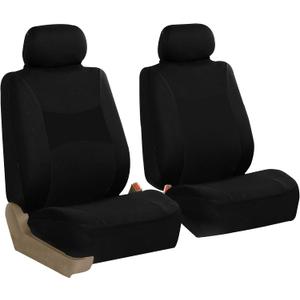 FH Group Car Seat Covers Front Set Black Cloth -Seat Covers for Low Back Car Seats with Removable Headrest,Universal Fit,Automotive SeatCover,Airbag Compatible Car Seat Cover for SUV,Sedan,Van