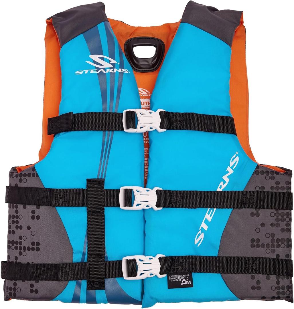 STEARNS Life Jacket for Kids Weighing 50-90lbs, USCG-Approved Type III Life Vest for Children, Youth PFD for Boating, Swimming, Beach, Pool, & Watersports