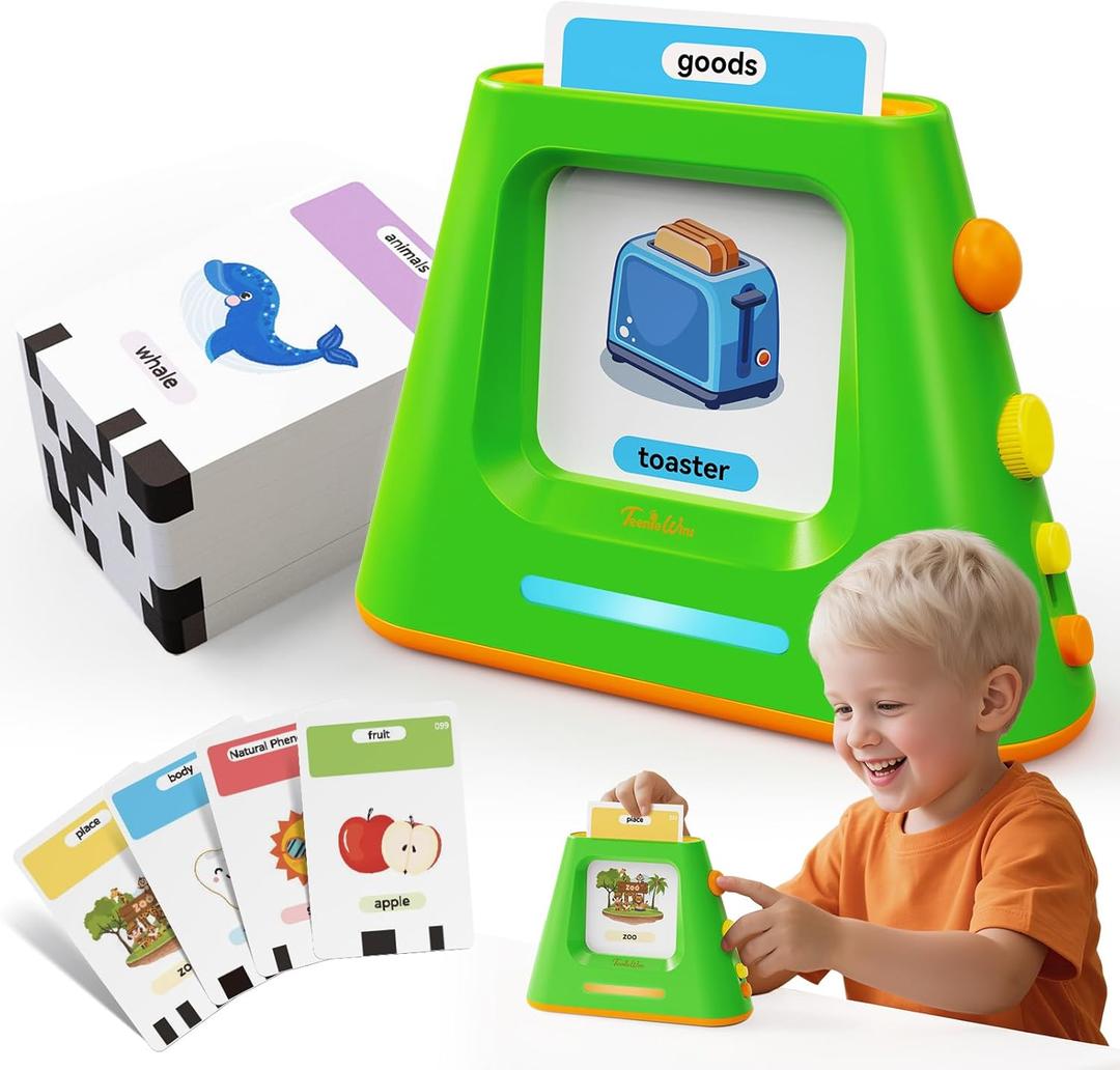 Talking Flash Cards for Toddlers: Self-standing & Dual-Speed Learning Toys with 448 Sight Words - Speech Therapy Toys for Autism Montessori Education - Birthday Gifts for Boys Girls Sensory