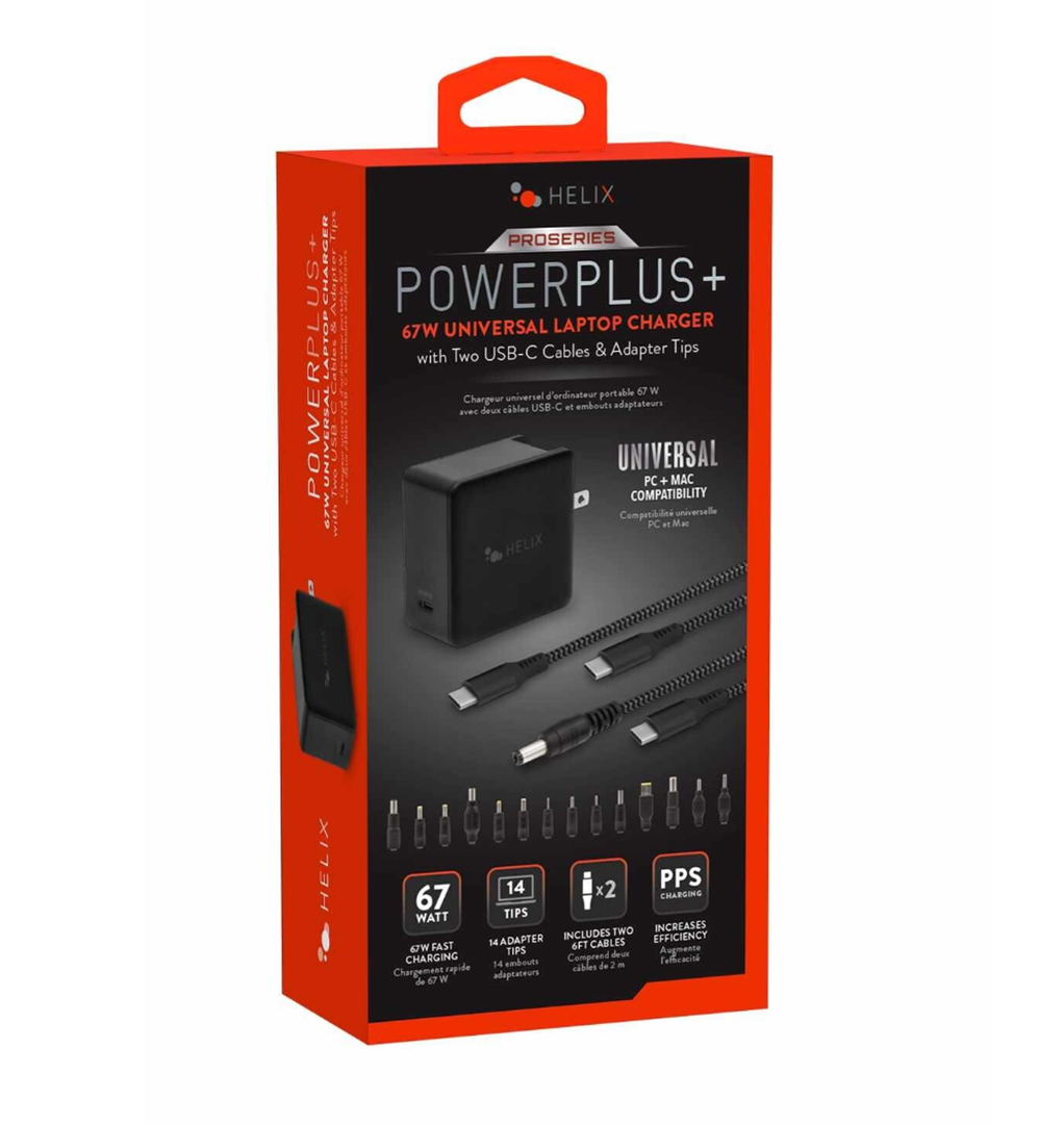 Helix 65W Universal USB-C Laptop Charger Power Adapter (ETHNBC65U) Black