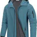 33,000ft Men's Hooded Softshell Jacket Waterproof Lightweight Insulated Windbreaker Fleece Lined Rain Shell Jacket (Large)