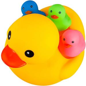 Bath Duck Toys 4 Pcs Colorful Rubber Duck Family Squeak Ducks Baby Shower Toy for Toddlers Boys Girls (Colorful Duck Family)