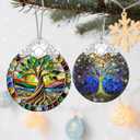 3 x Stained Glass Ornament, Tree of Life Christmas Ornaments, Christmas Tree Ornaments, Holiday Ornament & Festive Home Decor, Exquisite Party Gifts for Nature Lovers & Tree of Life Gifts