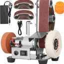 3-In-1 Mini Belt Sander - Adjustable Speed Electric Grinding Sanding Machine, Handcraft System Bench Grinder Polisher Buffer for DIY Craft Wood Stained Glass Jewelry Making (Plus Kit)