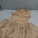 Ekaliy Short Club Dresses for Women Sleeveless Mock Neck Knit Open Back Y2K Cute Puffy Bubble Hem Tight Mini Dress Brown , M