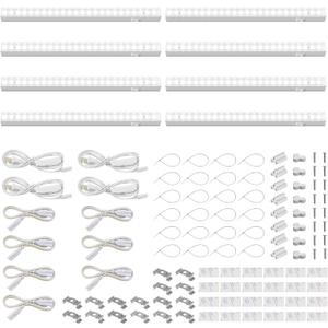 Barrina Grow Lights for Indoor Plants, 1ft Plant Lights for Indoor Growing, 5000K White Full Spectrum Grow Light, Individual Switch, T5 Grow Light Strip, Plug and Play, 8-Pack