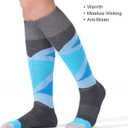 CS CELERSPORT 2/3 Pack Ski Socks for Womens and Mens with Full Cushion, Wool Winter Warm Socks for Skiing Snowboarding (Small, Rose + Blue)