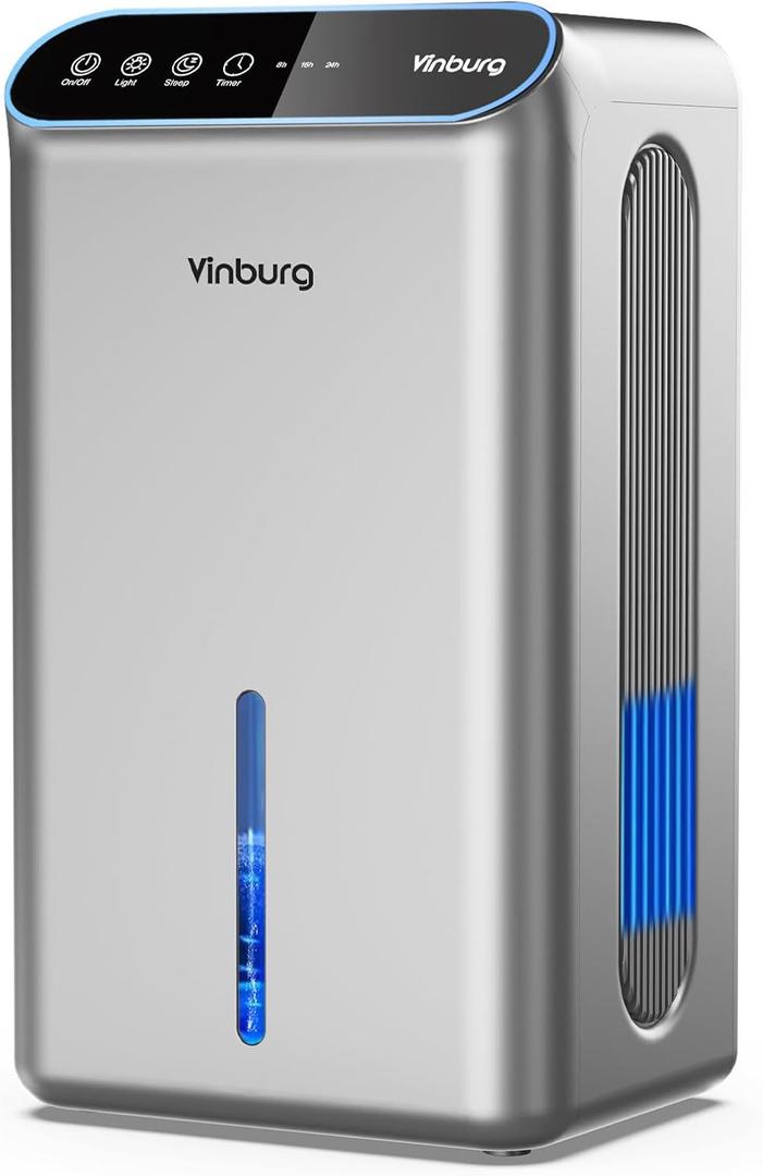 85 OZ Home Dehumidifier, 800 sq ft Dehumidifier for Basement with Drain Hose, Auto Shut-Off, Sleep Mode, 3 Gear Timer, Reusable Filter, Quiet Small Dehumidifiers for Bedrooms, Bathrooms, RV, Closet (Slvier)