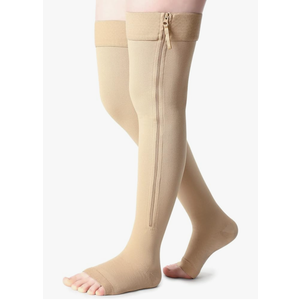 Newcotte Compression Socks with Zipper for Women Thigh High Compression Stockings 20-30mmhg Support Socks for Women Men ,Size L