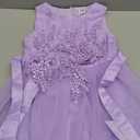 Girls Flower Vintage Lace Princess Long Dress for Kids Tulle Pageant Formal Party Wedding Floor Dance Evening Gown (7-8 Years, Light Purple-applique)