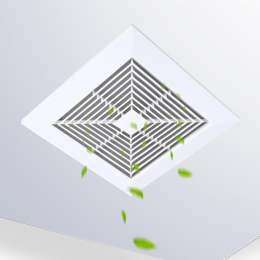 Baquler 1 Pc 9.6 x 9.6'' Exhaust Bathroom Fan Cover with Springs Square Ceiling or Wall Mounted Ceiling Grill Vent Fan Fits Models 663 670 671 675 688 689 Ventilation Cover Replacement Accessories