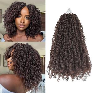 Yanky Twist Crochet Hair 12 Inch 9 Packs Pre Looped Mini Twist Yankee Twist Micro Yaki Twist Synthetic Curly Crochet Hair Extensions For Black Women(12inch,#4)