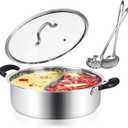 304 Food Grade Stainless Steel Shabu Shabu Hot pot with Divider&Lid for Induction Cooktop Gas Stove Dual Sided Soup Cookware
