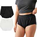 AQX Adult Plastic Pants, Reusable Waterproof Underwear for Incontinence, Leakproof High Waist Cloth Diaper Covers 2Pcs (Black/White - 2 Pcs, Small)
