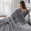 Drewin Sherpa Weighted Blanket for Adults (48" x 72" 10lbs, Grey), Dual Sided Cozy Soft Fleece Bed Blanket for Sleep Natural and Relaxing, 3D Jacquard Cable Pattern Warm Weighted Blankets for Sofa Bed