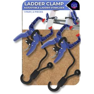 Holden USA - Ladder Clamp Stabilizer Clip Secure Safety Clamp for Roof, Gutters, and Wall Prep Durable Support Cord for Roofing and Gutter Tasks (Pair / 2 Units)
