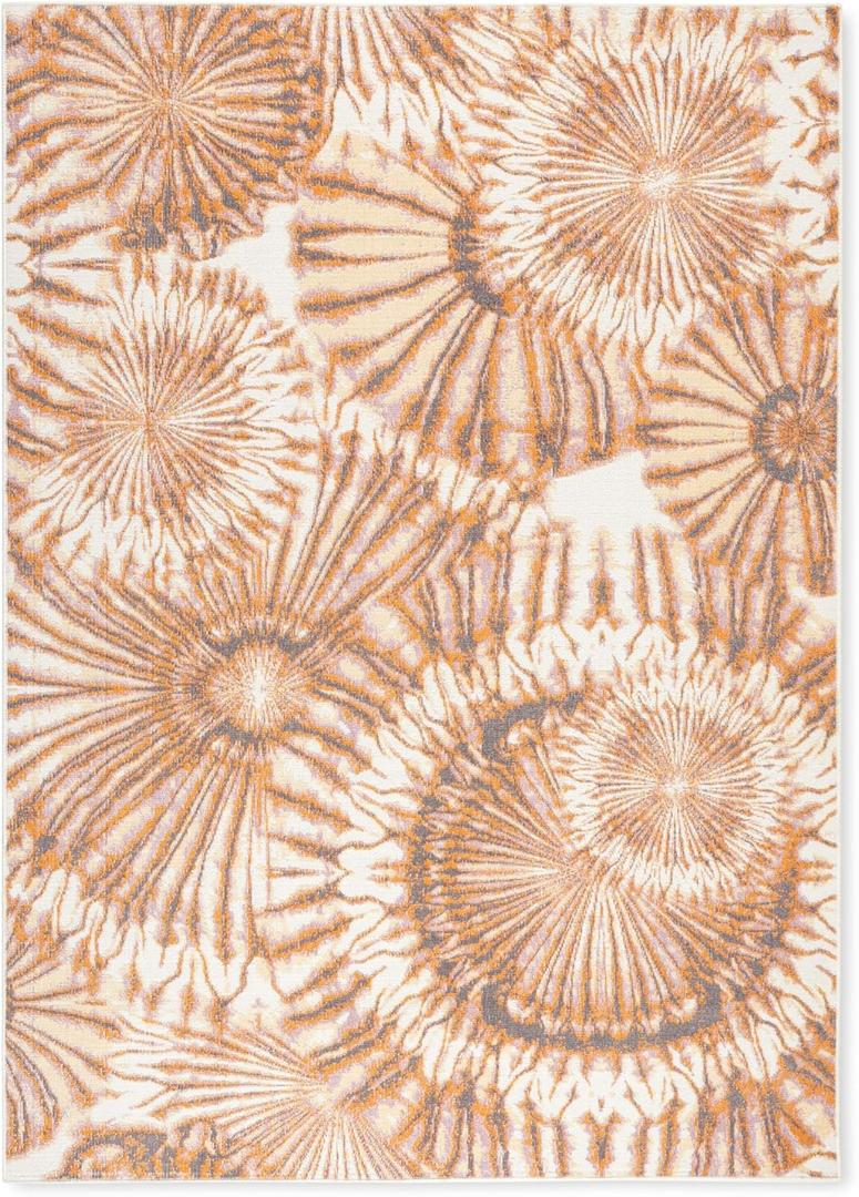 Tommy Bahama Shibori Summer Tie Dye Indoor Outdoor Area Rug, Tie Dye Modern Design, UV Fade Resistant, Rust/Purple/Ivory, 3'11"x5'2"