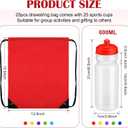 Mifoci 20 oz Plastic Water Bottles Bulk and Drawstring Backpack Set Reusable Sport Water Bottles Lightweight Clear Water Bottle Cinch Gym Drawstring Bags for Adult Kids Fitness DIY