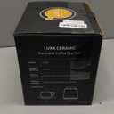 LUKA Ceramic Espresso Cups with Saucers and Metal Stand, Small 4 oz Porcelain Demitasse Cups Set of 6, Cute Cappuccino Coffee Cups for Double Espresso, Tea, Marbling Black