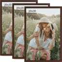 Momentworth 20x30 Frame Set of 3, Dark Brown Wood Grain 20x30 Poster Frame for Gallery Wall Mounting (3 Pack,Walnut)