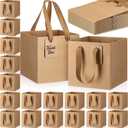Windyun 25 Pcs Mini Paper Gift Bags with Handle 6 x 6 x 6'' Square Small Favor Bag with DIY Thank You Tag for Christmas Birthday Wedding Bridal Shower Bridesmaid Graduation Party (Kraft) (1 count (Pack of 25))