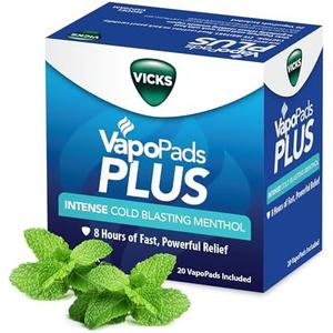 Vicks VapoPads Plus with Intense Cold Blasting Menthol - Vapor Pads Refill for Vicks Humidifiers and Steam Inhalers, Scent Pads for Congestion Relief, 16-Pack, Box Color May Vary