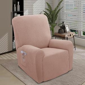 U-NICE HOME Recliner Chair Covers 4 Pieces Stretch Jacquard Chair Slipcovers (Recliner, Camel)