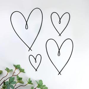 Pangda 4 Pieces Metal Heart Wall Art Decor Love Heart Wall Sign Ornaments for Bedroom Living Room Decoration(Black)