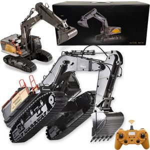 20.4 Inch 22 Channels Remote Control Excavator Truck 1/14 Scale Metal Shovel Independent Arms RC Digging Machine Metal Alloy Construction Vehicles Toy for 14y+ Beginners