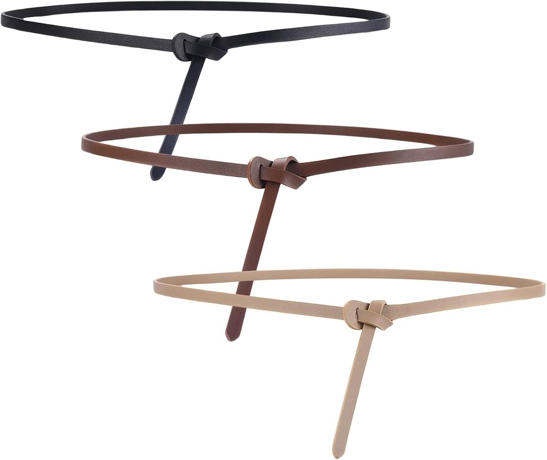 3 Pack Belts for Dresses,Womens Skinny Belt,Dress Belts for Women,Classy Belts for Dresses