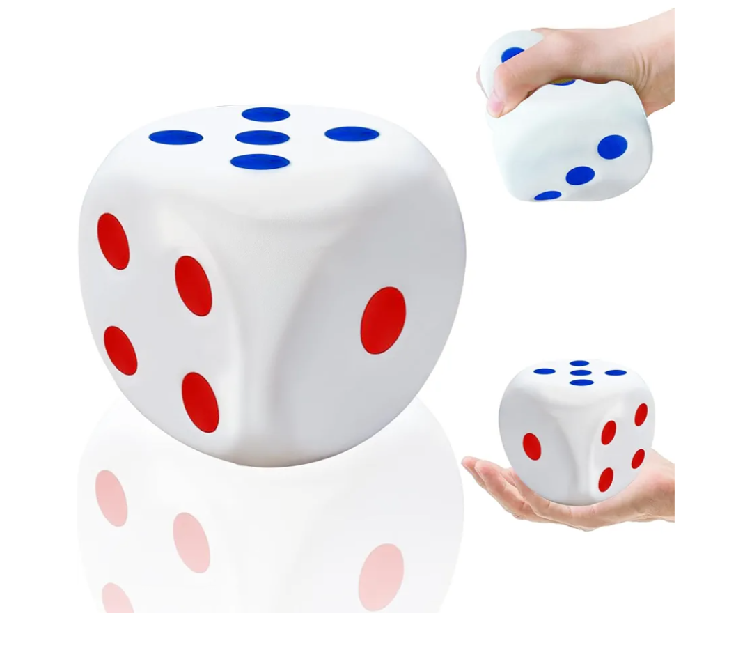 3.1 inch Foam Dice Stress Ball with Dots 6 Sided,Dices Squishies Toys to Get Your Lucky Numbers for Kids,Teenagers,Adults Board Games Party Gifts Relieve Anxiety