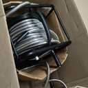 100ft Retractable Garden Hose Reel, Wall Mounted Metal Garden Hose Reel, Heavy Duty Stainless Steel Hose Reel with 9-Pattern Nozzle for Outside, Portable & 360 Rotation Frame
