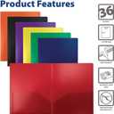 Better Office Products Poly 2 Pocket Folders Heavyweight, 36 Piece
