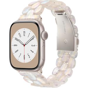 V-MORO Resin Band Compatible with Apple Watch 46mm/45mm/44mm/42mm Women Fashion Dressy Strap Bracelet lightweight Cute Wristband for iWatch Bands Series 11 10 9 8 7 6 5 4 3 2 1 SE2/3-Aurora