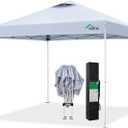 8x8 Pop Up Canopy Tent, 300D Silver-Coating Top, Pop Up Canopy Tent Instant Portable Shelter with Handbag, 8 Stakes and 4 Canopy Weights (White)