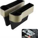 2026 Upgraded 2 PC (L+R) Premium PU Leather Car Seat Gap Filler Organizer with Cup Holder & Storage Slot/Bag Fits Front Seat, Holds Phone, Glasses, Keys,Car/SUV/Truck Christmas Gifts