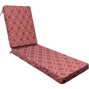 AAAAAcessories Outdoor Chaise Lounge Cushions, Fade-Resistant, Waterproof Patio Furniture Replacement Cushions, 72" x 21" x 3", Clay Red Vine Trellis
