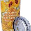 Coffee Tumbler, Van Gogh Art Tumbler, Spill-proof Insulated Coffee Mug with Lid, Inspirational Art Lover Gift for Outdoor, Office & Travel, 20oz (Sunflowers)