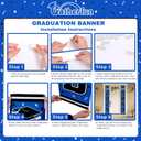 4 x 2026 Graduation Decorations,Congrats Grad Banner Backdrop for Class of 2026 Decorations- Blue Graduation Party Decorations