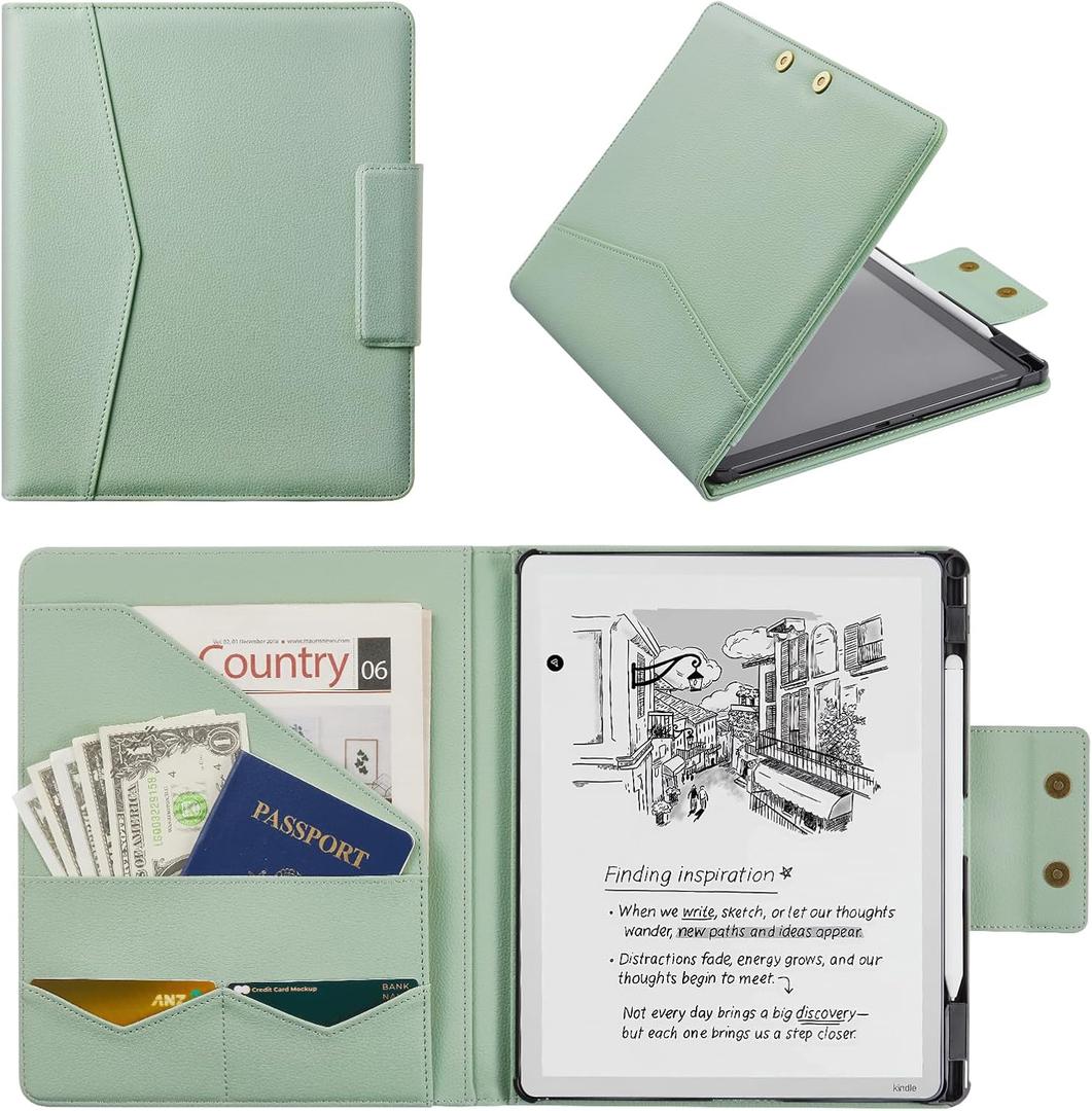CoBak Premium PU Leather Case for 11" Kindle Scribe 3rd Gen 2025, Kindle Scribe Colorsoft, TouchPad D10, Folio Cover with Pen Holder, Auto Sleep/Wake, Card Slots & File Folders, Not for Remarkable