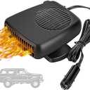 Portable Car Heater 12V 150W, 2-in-1 Defroster & Air Circulator with 360° Swivel for All Vehicles, Trucks, SUVs (Cigarette Lighter Plug) Black